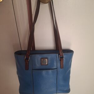 Dooney & Bourke Blue Leather Tote Bag